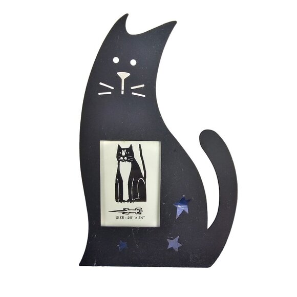 Black Cat Metal cutout Picture Photo‎ frame curved statement piece - Picture 1 of 11